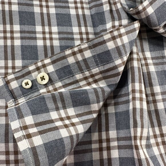 Peter Millar Shirt Mens Button Up Cotton Windowpane Plaid Long Sleeve Sport Top - Picture 5 of 16